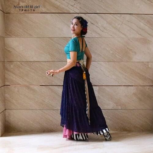 Top Ats Tribal Belly Lycra Choli Short Sleeve Top Womens Dance Costume ELL08