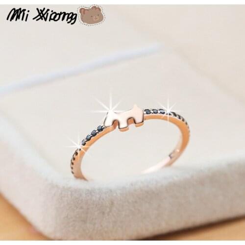 Mi Xiong 925 Sterling Silver Cute Puppy Couple Diamond Rings for Women Elegant Fresh Romantic Exquisite Mini Charm Brand Jewelry