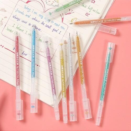 12pcs/set Highlighter Pens with Glitter Color Art DIY Scrapbooks Painting Writing Gel Pen For School Office Stationery
