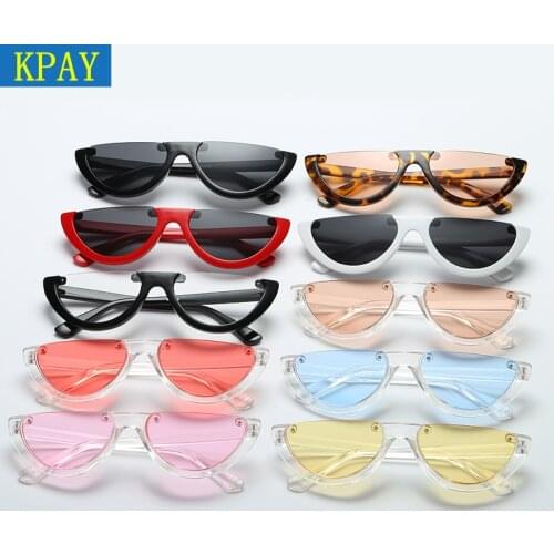 2019 Women Cool Semi Rimless Narrow Frame Personality Fashion Eyewear Sun Glasses Female Colorful UV400 Lady Cat Eye Sunglasses