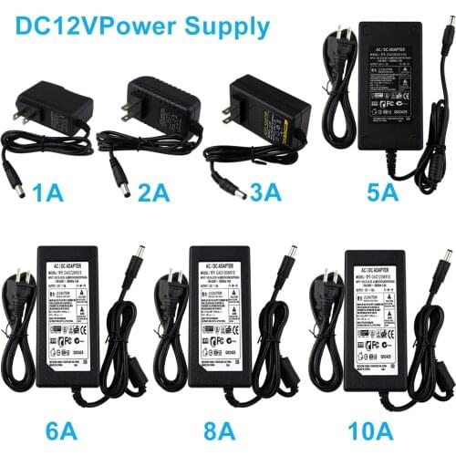 DC12V EU US UK AU Port Plug Power Supply Adapter DC12V LED Lighting Transformers 1/2/3/5/6/8A AC100-240V Converter Adapter