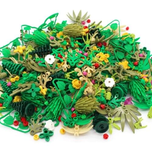 Tree Plant Accessories Parts Building Blocks Compatible Grass Bush Leaf Jungle Military City Friends MOC Brick Toys For Children