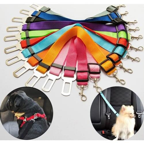 Pet Dog Cat Car Seat Belt Adjustable Harness Seatbelt Lead Leash for Small Medium Dogs Travel Clip Pet Supplies 13 Colors