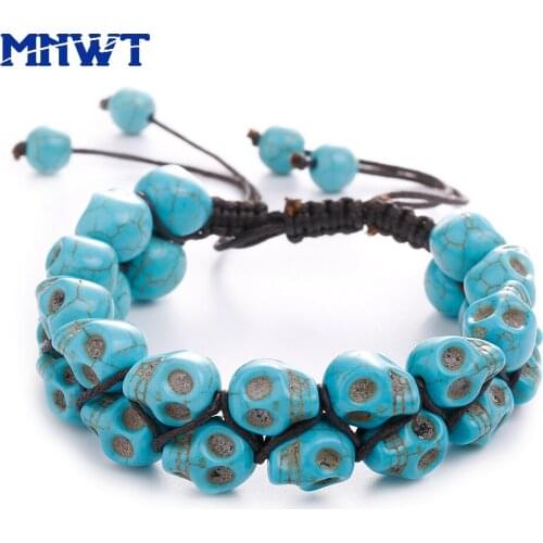 MNWT Unisex Boho Natural Stone Turquoises Men Bracelet Charm Bracelets For Women Pulseras Mujer Gift Elasticity Rope Bangle