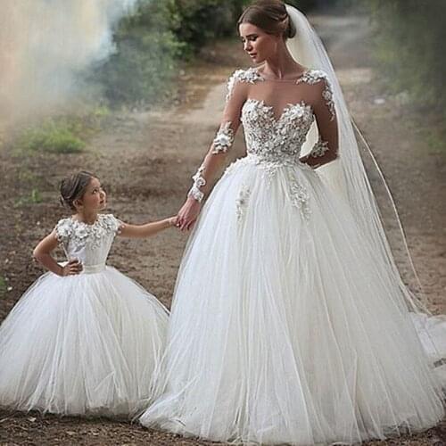 Kids White Flower Girl Dresses For Wedding Party Princess Toddler Pageant Dresses Ball Gown First Communion Dresses for Girls