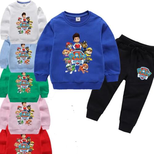 Kid Cartoon Clothing Pants Set Paw Patrol Hoodie Swearshirt Pants Marshall Sky Boy Girl Coat Jacket Pants Fashion Cotton Clothes