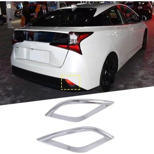 For Toyota Prius 2019 2020 Hatchback Chrome Rear Reflector Fog Light Lamp Foglight Cover Trim Garnish Molding