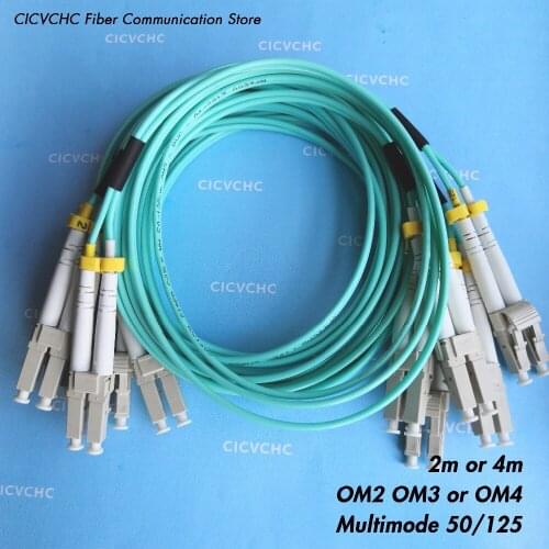 5pcs Duplex CLC/UPC-CLC/UPC-Multimode (50/125) OM4, OM3, OM2-2.0mm Zipcord-2m or 4m Optical Fiber Patchcord/Jumper