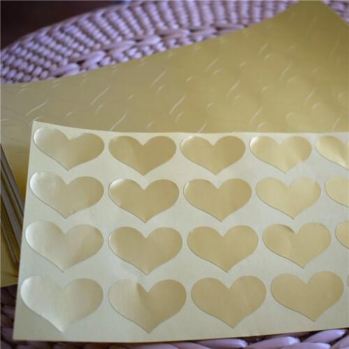 Gold Foil Sticker, Gold Heart Stickers Seal Label Sticker Kraft Stickers For Party Favor Gift Bag Candy Box Decor