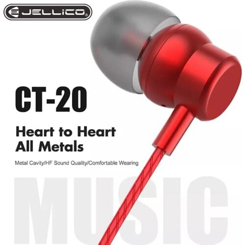 Jellico CT-20 Stereo Bass Headphone In-Ear 3.5MM Wired Earphones HIFI Earpiece with MIC for iPhone Xiaomi Samsung Huawei Phones