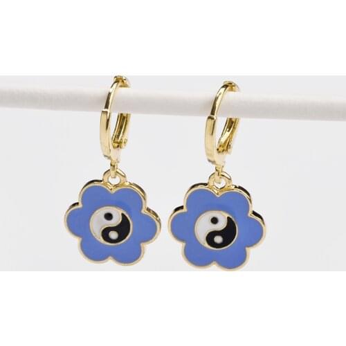 Korean Fashion Flower Earrings Gossip Drip Oil Earrings for Women Hit Color Matching Party Earring Girl Earrings Jewelry