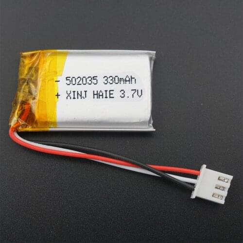 XINJ 3.7V 330mAh Li Po Polymer Battery cell 3pin JST 2.54mm plug 502035 For headphones Sat Nav Camera Driving recorder DVC DVR