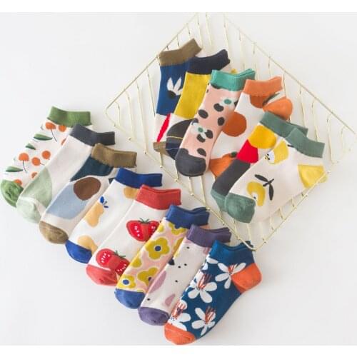 Cute Cartoon Japanese Boat Socks Female Summer Thin Style College Style Asakuchi Colorful Novel Stitching Candy Color Short Sock
