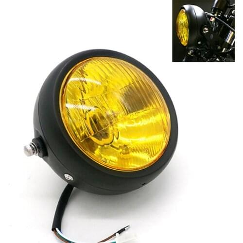 Motorcycle Black Metal Retro Front Headlight For GN125 Cafe Racer Bobber Custom