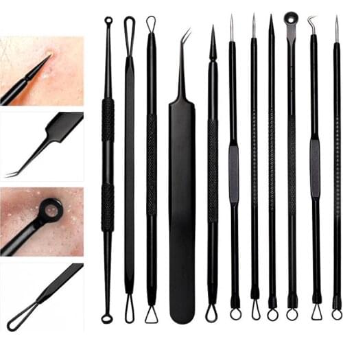 11pcs Professional Acne Removal Tools Kit Blackhead Extractor Face Care Manicure Pedicure Clipper Pimple Acne Removal Kit