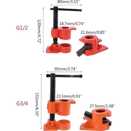 1/2" 3/4" Wood Gluing Pipe Clamp Set Heavy Duty Woodworking Cast Iron Woodworker