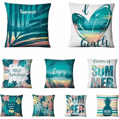 Romantic Summer Style Printed Pillowcase Enjoy Paradise Thin Linen Cushion Decorative Pillows Home Decor Sofa Throw Pillow 45*45