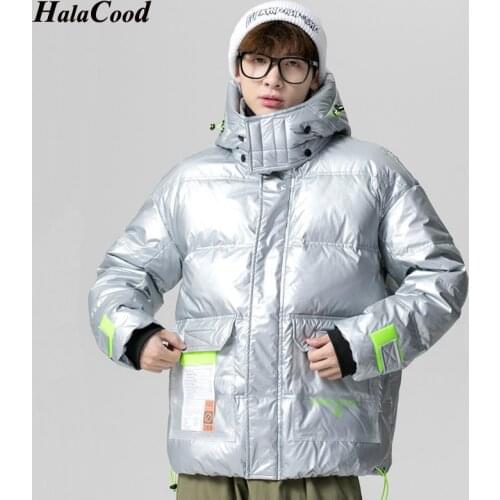 HALACOOD Brand New Quality 90% White Duck Down Jacket Mens Thickened Hooded Fashion Shiny Down Coats Male Outwear Winter Jacket