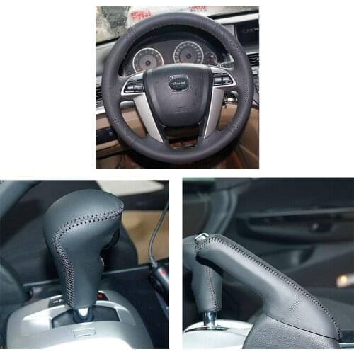 Black Braid on the steering wheel cover for Honda accord 8 Crosstour 2013-2012 Case ppc handbrake cover gear shift knob cover