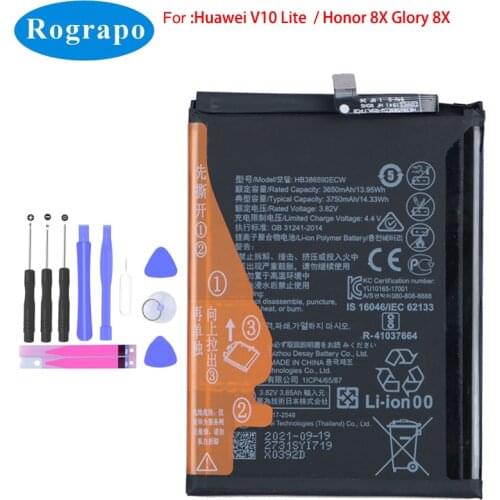 Original 3750mAh HB386590ECW Battery For Huawei Honor 8X Glory / View 10 Lite JSN-LX1 LX2 LX3 L21 L23 L22