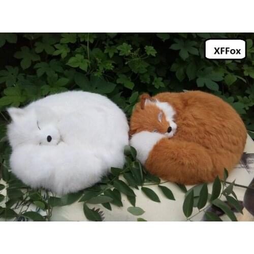 A pair of real life sleeping fox models plastic&furs simulation brown&white fox dolls gift about 27x12x27cm xf1795