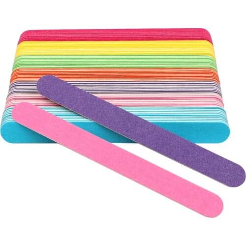 50pcs Straight Wooden Nail File Candy Color lime a ongle professionel Nail Buffer Gel Polish Block Buffing Manicure Tools Set