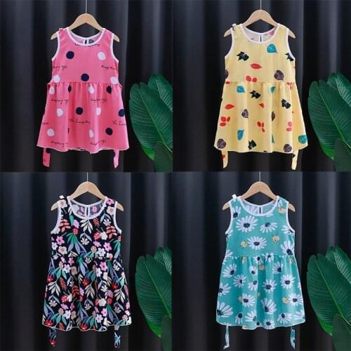 2021 New Style Princess Sleep Gown Girls Dress Print Cute Pajama Dress Baby Girls Clothes Sleeveless Kids Dresses