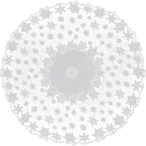 HOT-Christmas Table Cloth Snowflake Table Cover White Vintage Lace Tablecloth Home Party Xmas Decor White Round 70 Inches