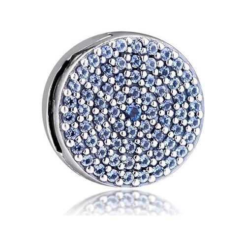 Blue CZ Snowflake Clip Reflexions Charm Beads for Silver 925 Original Reflexions Bracelets Pave Stone Round Silver Beads Jewelry