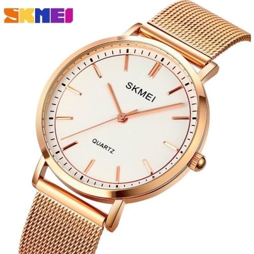 SKMEI Brand Stainless Steel Slim Mesh Luxury Quartz Watch Fashion Mens Watches Luminous Business Male Clock Relogio Masculino