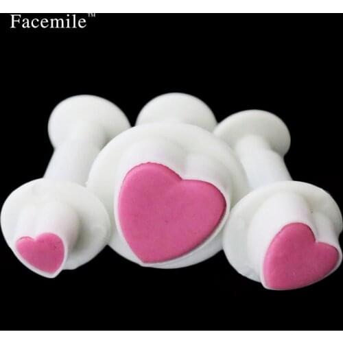Facemile Love Cake Decorating Embossing Cutter 3Pcs Mini Cake Gift Spring Cake Cookie Chocolate Jelly Baking Fondant 01065