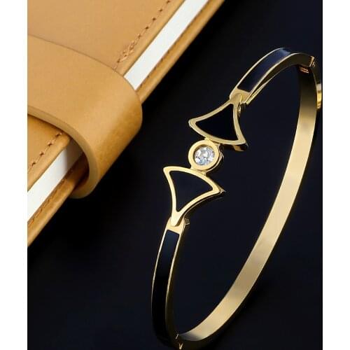 Unique Sector Design Charm Wedding Bracelets Women Ladies Jewelry Gift Luxury Stainless Steel Cuff Female Bangles Bracelet dames