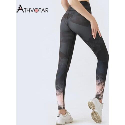 ATHVOTAR Leggings Women Printed High Waist Running Leggings Push Up Fitness Sport Workout Elasticity Legging Women