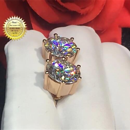 10K Au417 Rose Gold Women Stud Earrings Moissanite Diamonds 2 Carat Round Elegant Wedding Party Engagement Anniversary Trendy
