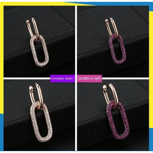 2020 new creative inlaid gemstone geometric earrings lock rectangle fashion size ladies brand jewelry exquisite charm