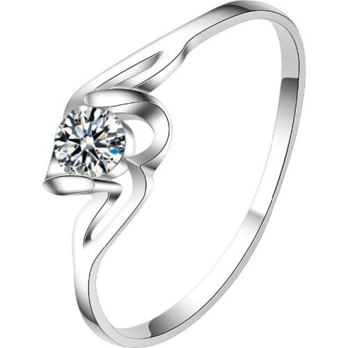 WYJZY Simple design inlaid AAA zircon engagement ring womens fashion exquisite wedding proposal jewelry anniversary gift