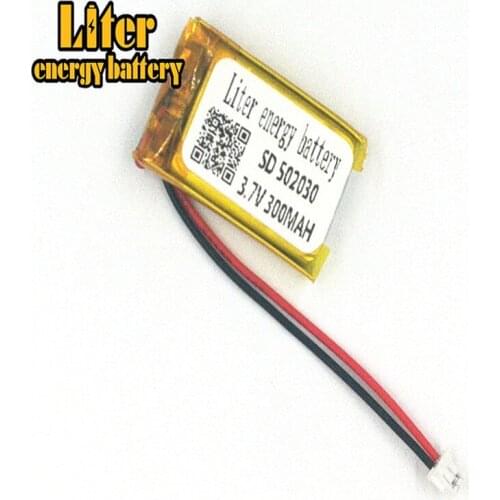 1.5MM 2pin connector 502030 3.7V 300mAh e-books GPS PDA MP3 MP4 MP5 small toys rechargeable polymer lithium ion lipo battery