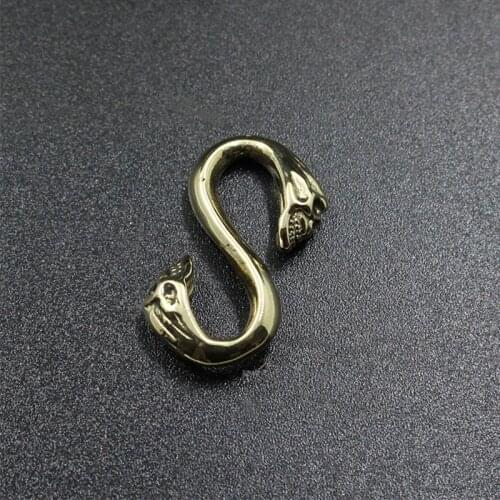 1PC Demon Ghost Double Head S Shape Brass Fast Hook Hang Buckle Keychain Strap Belt Rope Connect Ring Hook EDC DIY Accessories