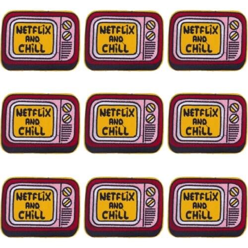 10Pcs/Set Cartoon Patch For Clothing Iron On Robot Alarm Clock Love-shape Embroidered Patches For Clothes Appliques For Badges