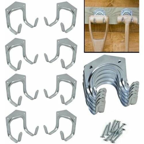 10 Pcs Wall Hook With 20pcs Screws Metal Tool Storage Wall Hooks Double Hanger Holder Hanging Hooks Garden Garage Wall Storage