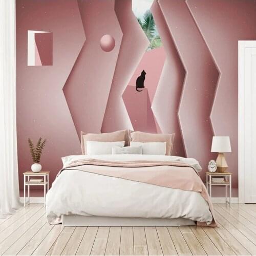 Custom 3D Wallpaper Creative Pink Geometric Building Large Mural Living Room Bedroom Background Wall Home Decor Wall Stickers