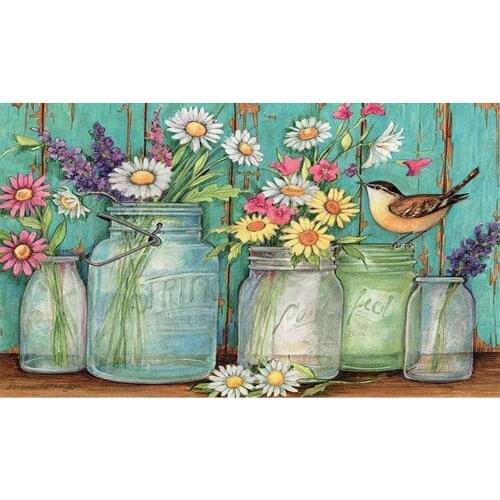 5D DIY Diamond Painting Flower Bird Cross Stitch Kit Mosaic Diamond Embroidery Full Round Drill Home Decoration