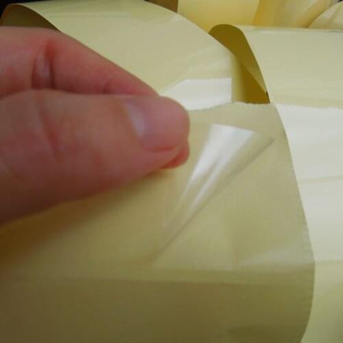 60mm*40mm*1000pcs 25#Yellow bottom transparent PET non perforated label bar code paper