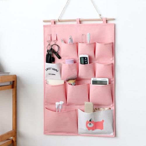 Cloudswift 7 Pockets Wall Hanging Storage Bags Cotton Linen Door Organizer Waterproof Pouch Bedroom Home Office Container