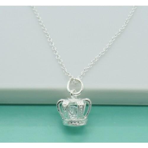 925 Sterling Silver AAA Zircon Crown Pendant Necklace For Woman Fashion Wedding Engagement Party Jewelry