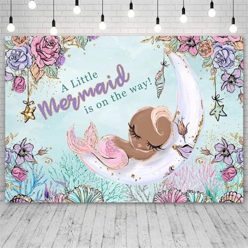 Avezano Baby Shower Little Mermaid Princess Backdrop Star Newborn Photography Backgrounds Photo Studio Photozone Photocall Decor