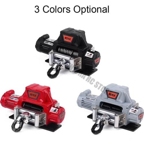 1Pcs Mini Simulated Steel Wire Automatic Electric Winch Black/Red/Grey for 1/10 RC Crawler Traxxas TRX4 Axial SCX10 90046 D90