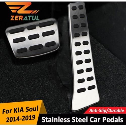 Zeratul Auto Stainless Steel Car Pedals Parts for KIA Soul 2014 - 2019 AT MT Interior Car Fuel Gas Brake Footrest Pedal Cover