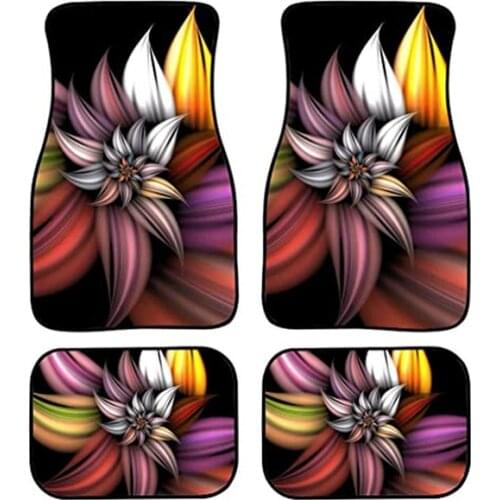 Aimaao 3D Flower Printed Car Floor Mat All Weather Customized Non Slip Rubber Backing Women Men Universal Fit For SUV Vans