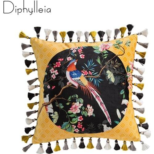 Diphylleia Top Luxury Cushion Cover Long Tassel Decorative Pillow Case British Style Garden Outdoor Throw Pillow Covers